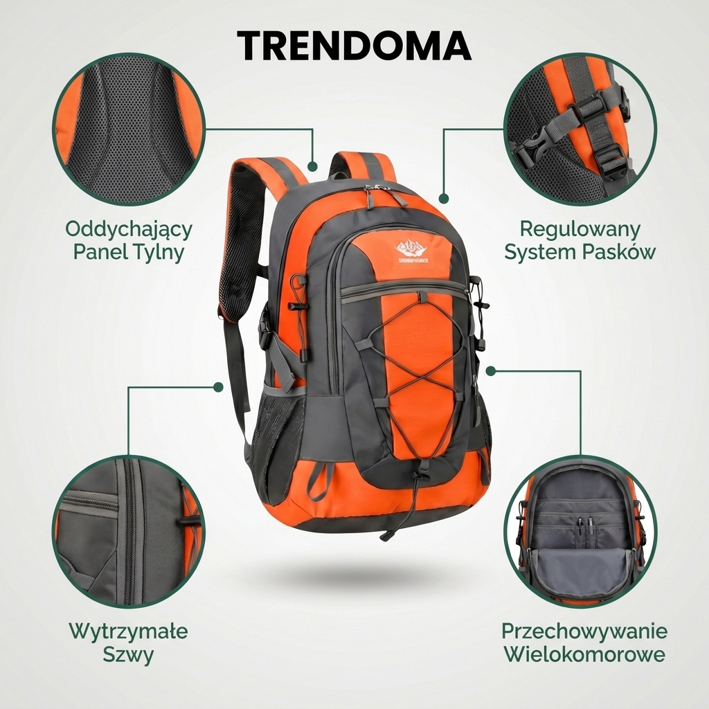Lekki Plecak Turystyczny 30L – Wodoodporny Plecak Dzienny do Użytku Outdoorowego