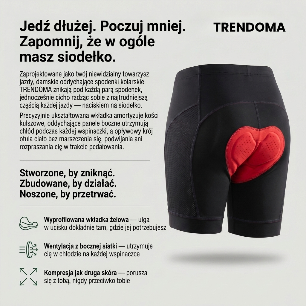 Spodenki rowerowe damskie z wkładką żelową – oddychające – kolarstwo i miasto