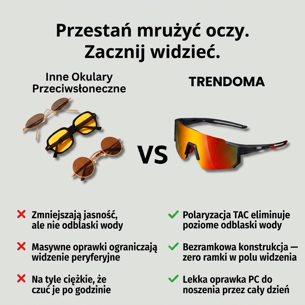 Polaryzacyjne Okulary Wędkarskie – Bezramkowe Okulary z Soczewkami TAC dla Wędkarzy i Użytku Outdoorowego