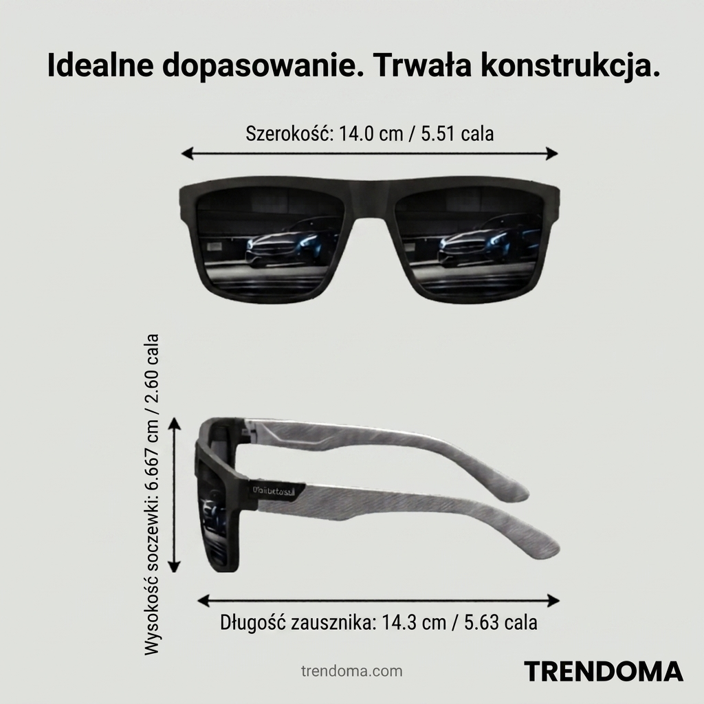 Męskie Kwadratowe Sportowe Okulary Przeciwsłoneczne – Polaryzacyjne Soczewki TAC z Pełną Oprawką