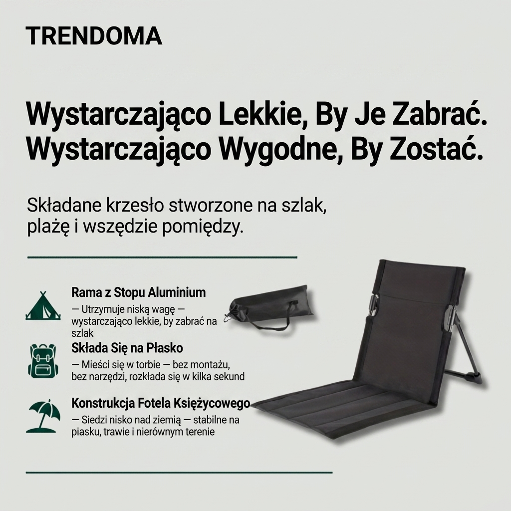 Ultralekkie Aluminiowe Składane Krzesło Kempingowe – Przenośny Fotel Księżycowy na Plażę i Outdoor