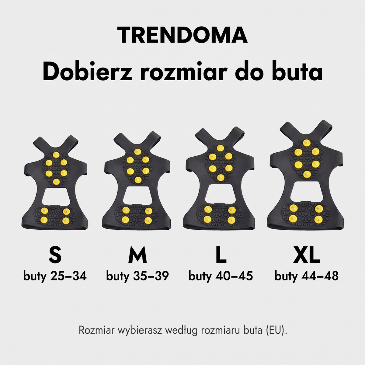 Tabela rozmiarów raczków S M L XL