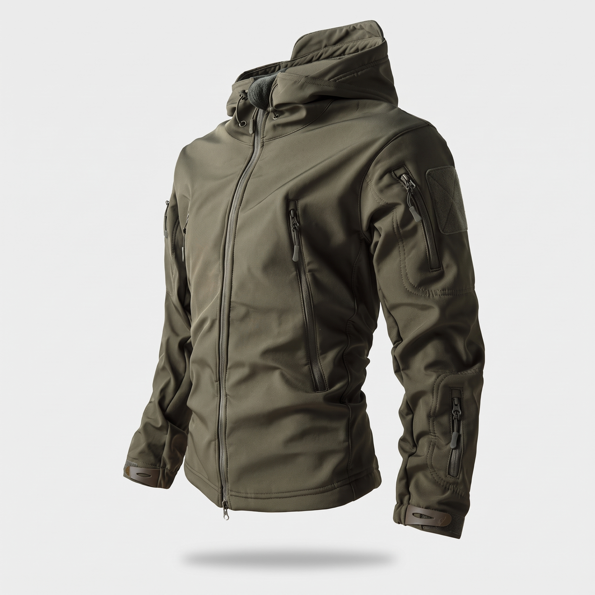 Kurtka softshell męska myśliwska – moro - z polarem - 8 kieszeni na zamek
