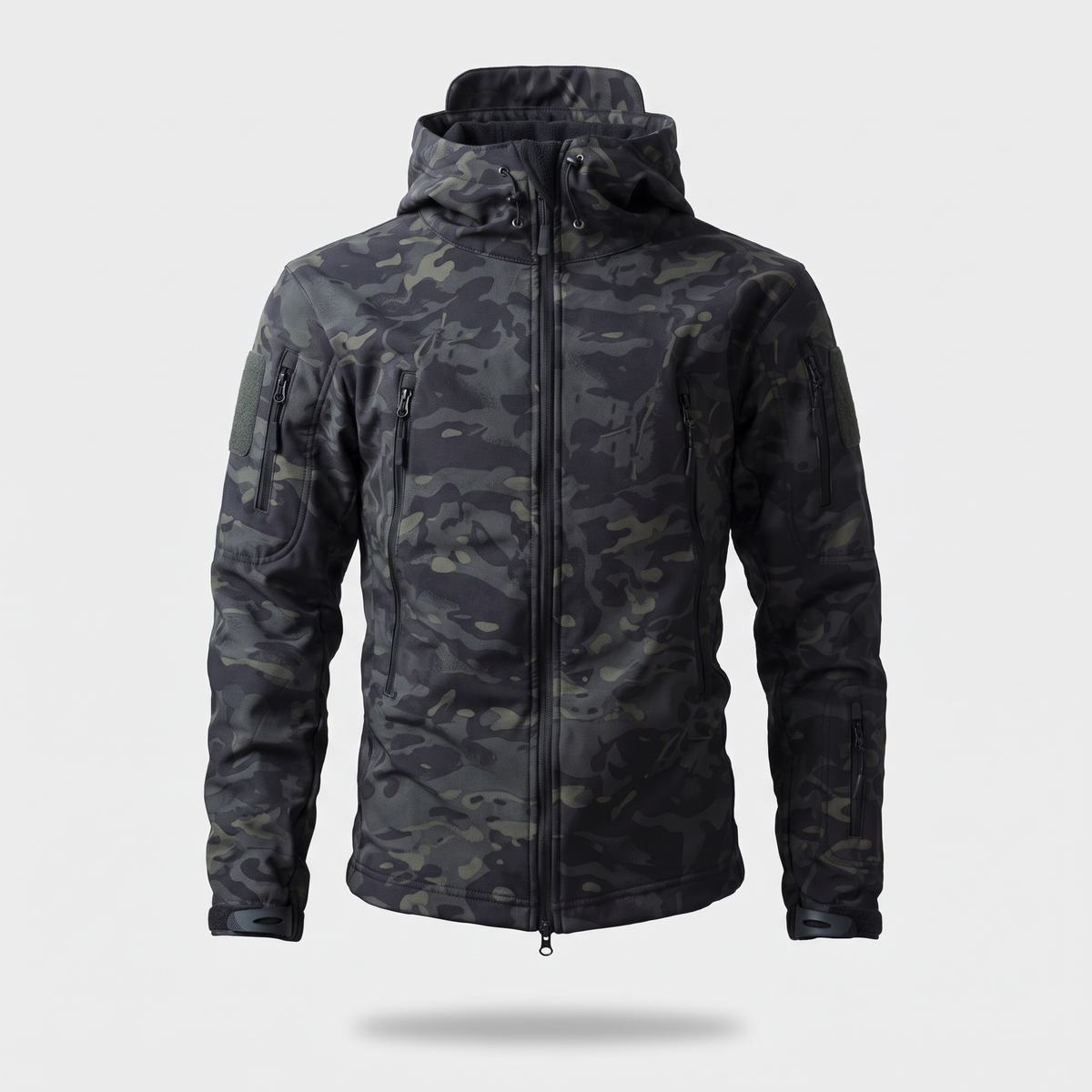Kurtka softshell męska myśliwska – moro - z polarem - 8 kieszeni na zamek