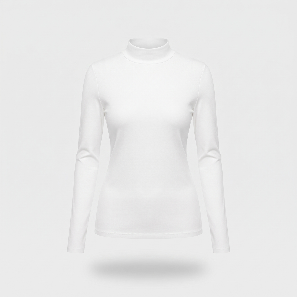 Women's thermal top in white with high neck and long sleeves