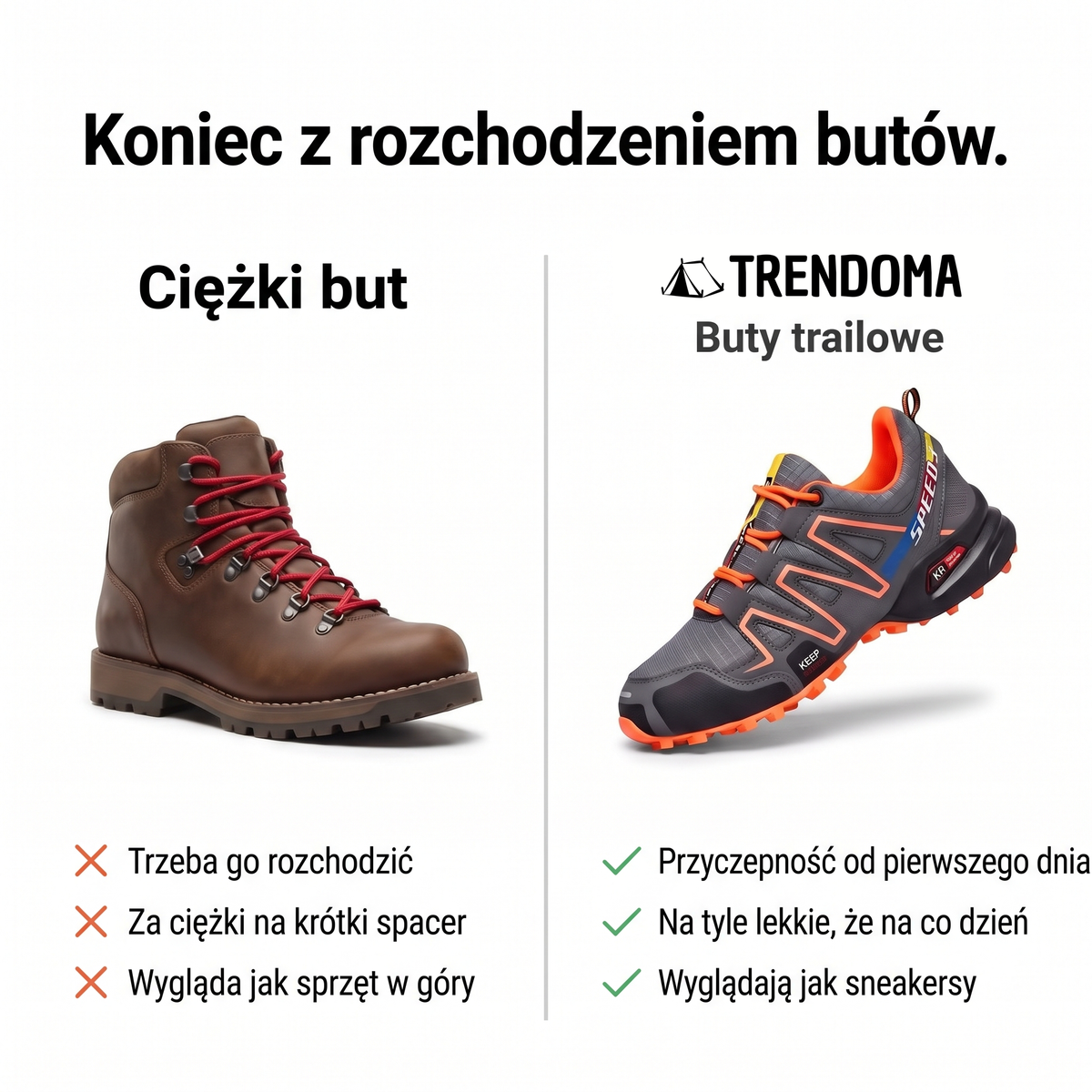 Porównanie: ciężki but trekkingowy a lekkie buty trailowe