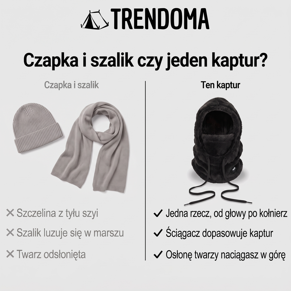 Czapka i szalik vs kominiarka z kapturem – porównanie