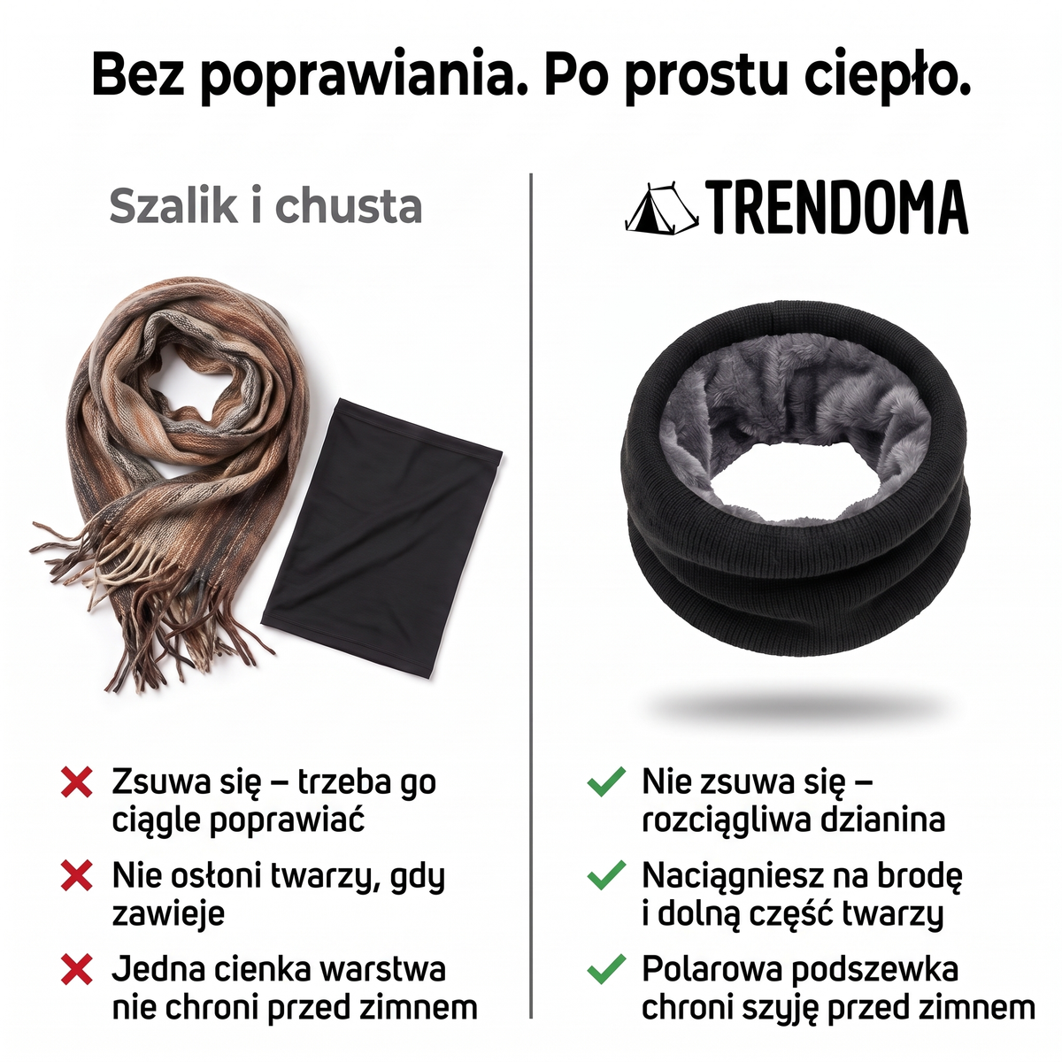Komin męski zimowy z polarem vs szalik i chusta – porównanie