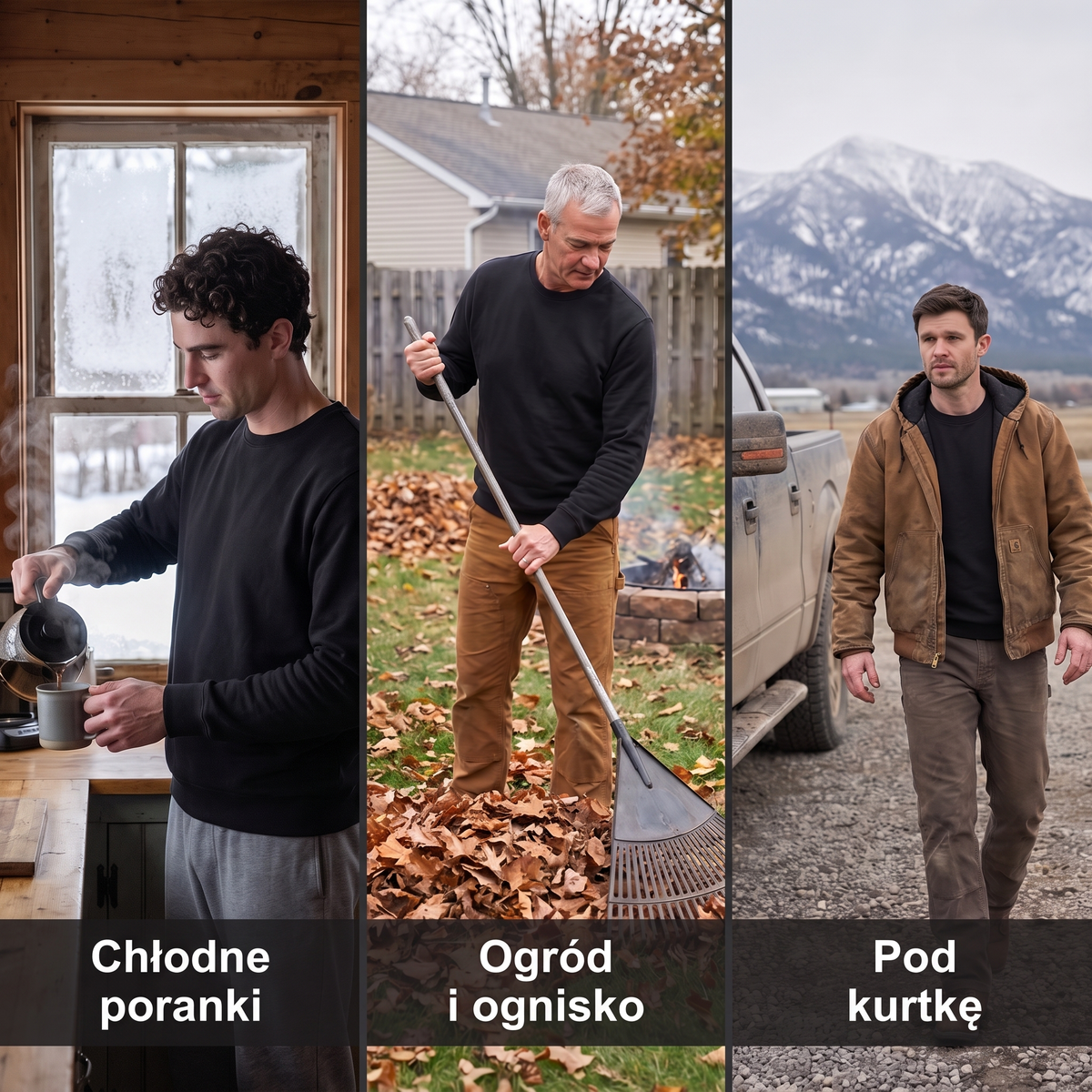 Bluza męska ocieplana misiem na chłodne poranki, do ogrodu i pod kurtkę