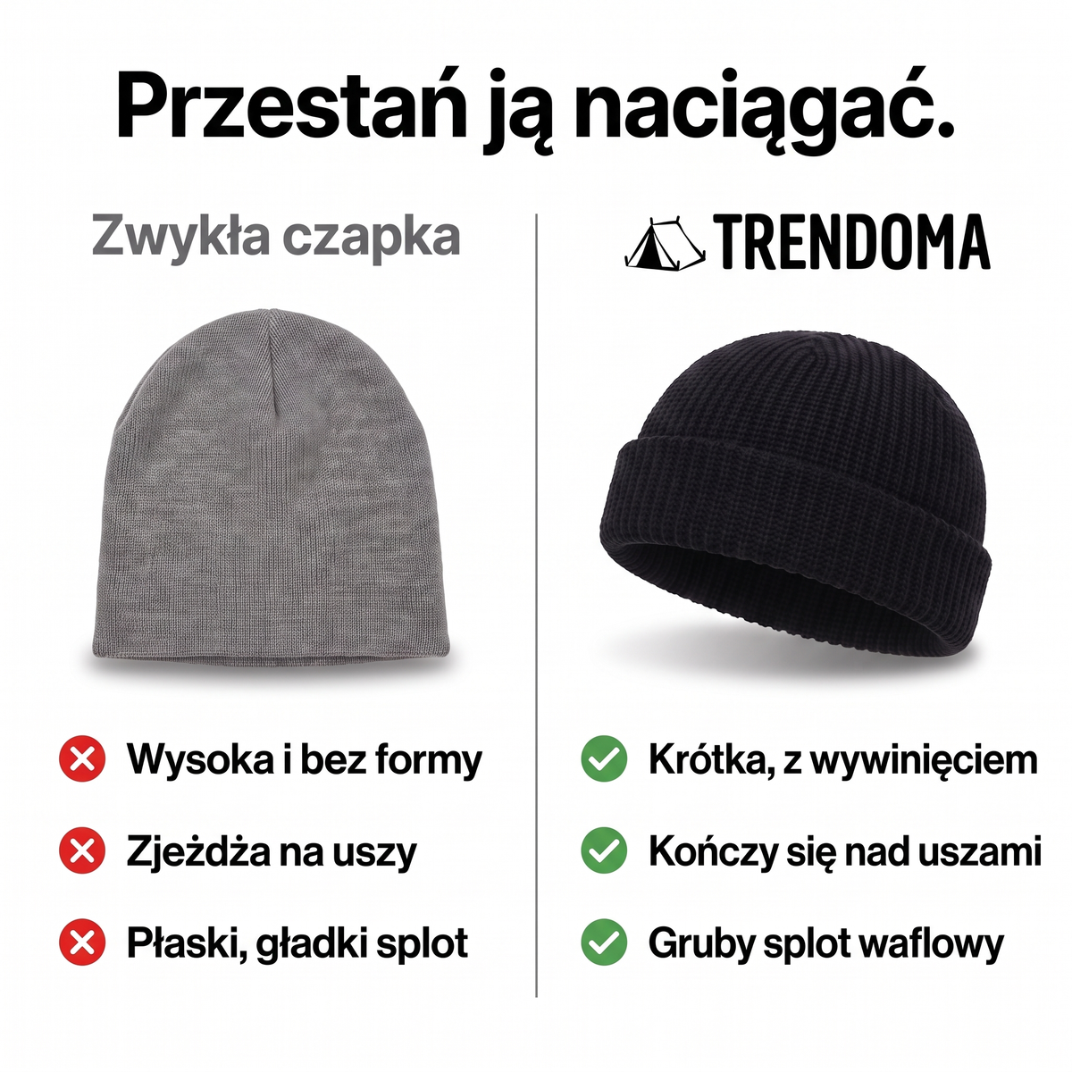 Krótka czapka beanie z wywinięciem vs zwykła czapka – porównanie