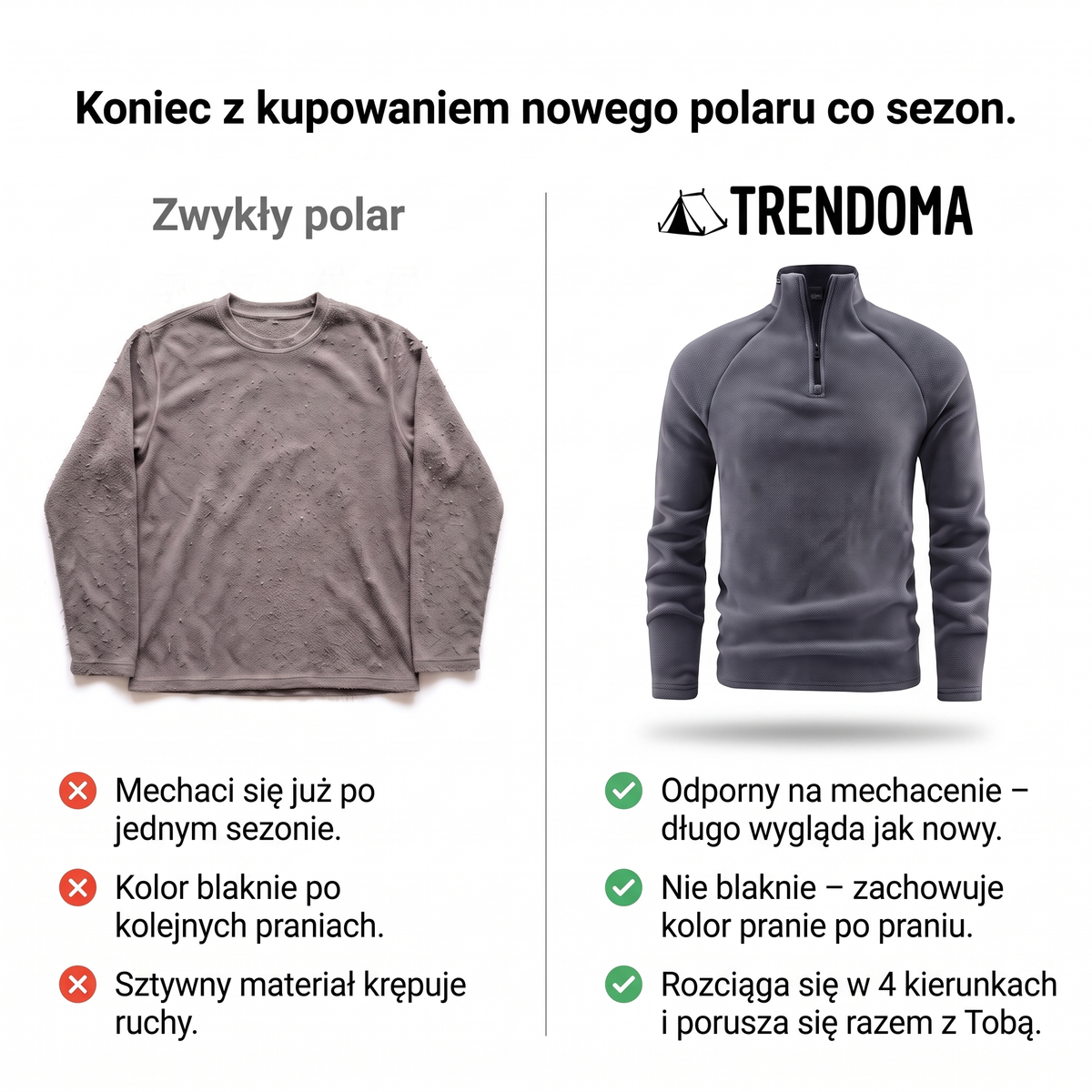 Polar męski ze stójką i zamkiem vs zwykły polar – porównanie