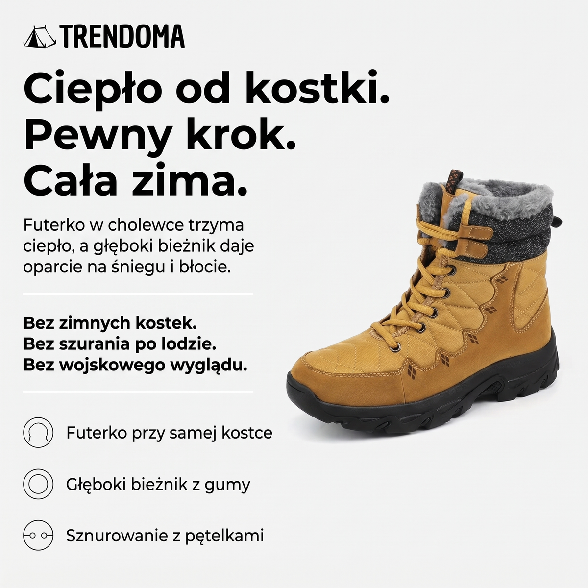 Śniegowce męskie – futerko w cholewce i głęboki bieżnik