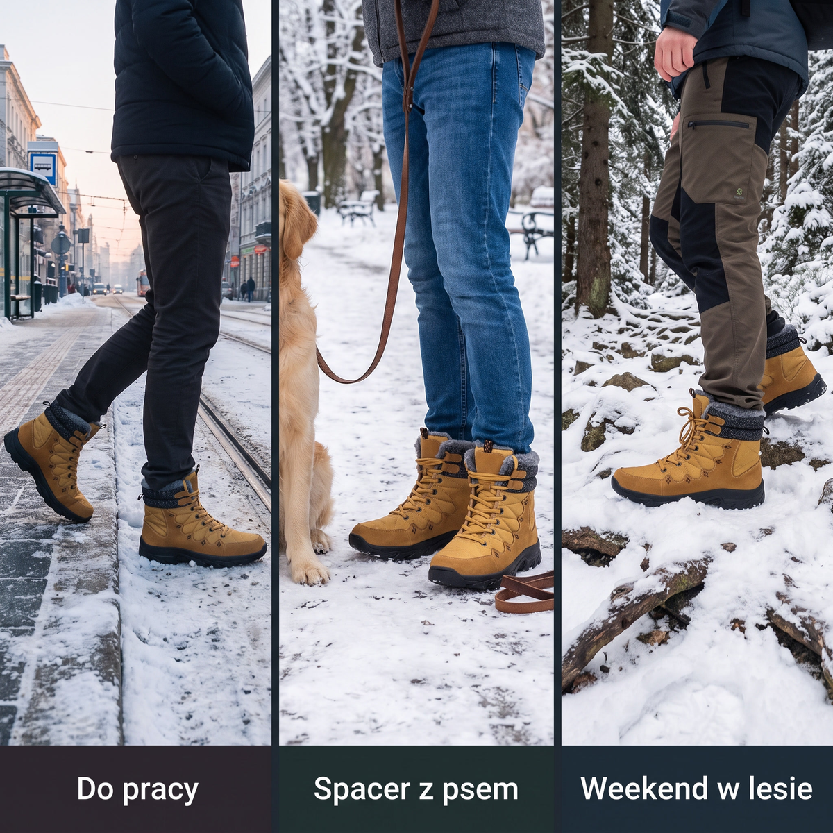 Śniegowce męskie do pracy, na spacer z psem i do lasu