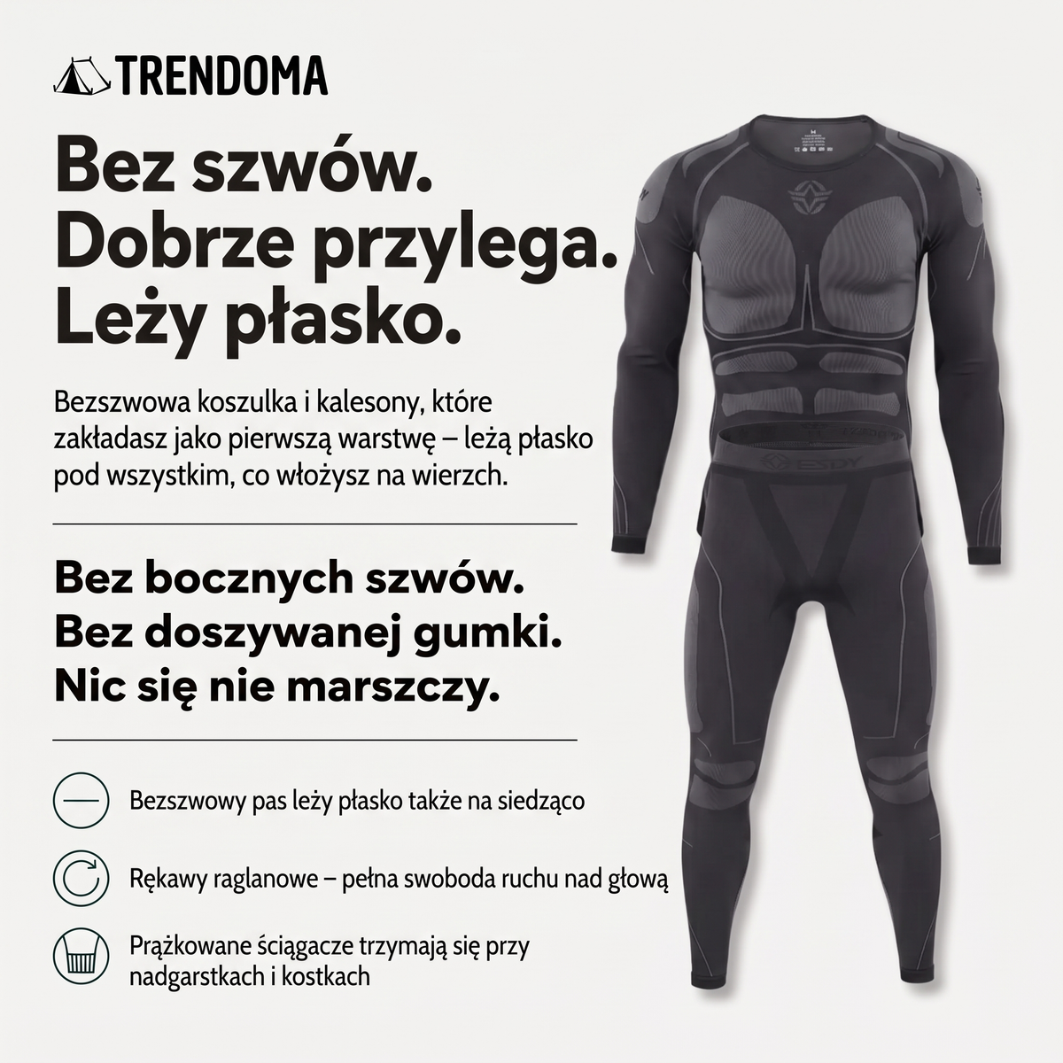 Bielizna termoaktywna męska bezszwowa – koszulka i kalesony bez bocznych szwów