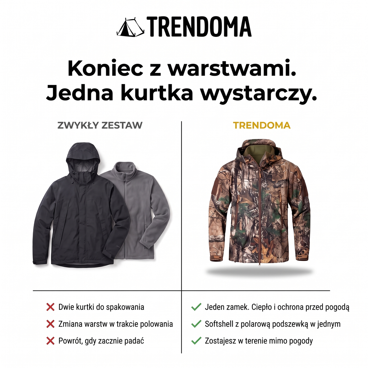 Kurtka softshell moro z polarem zamiast dwóch kurtek