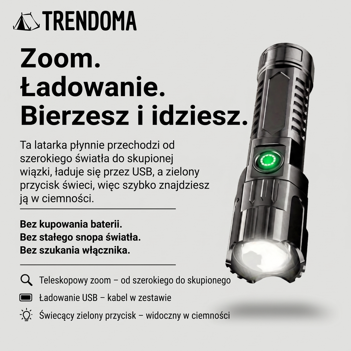 Latarka LED z zoomem akumulatorowa – najważniejsze cechy