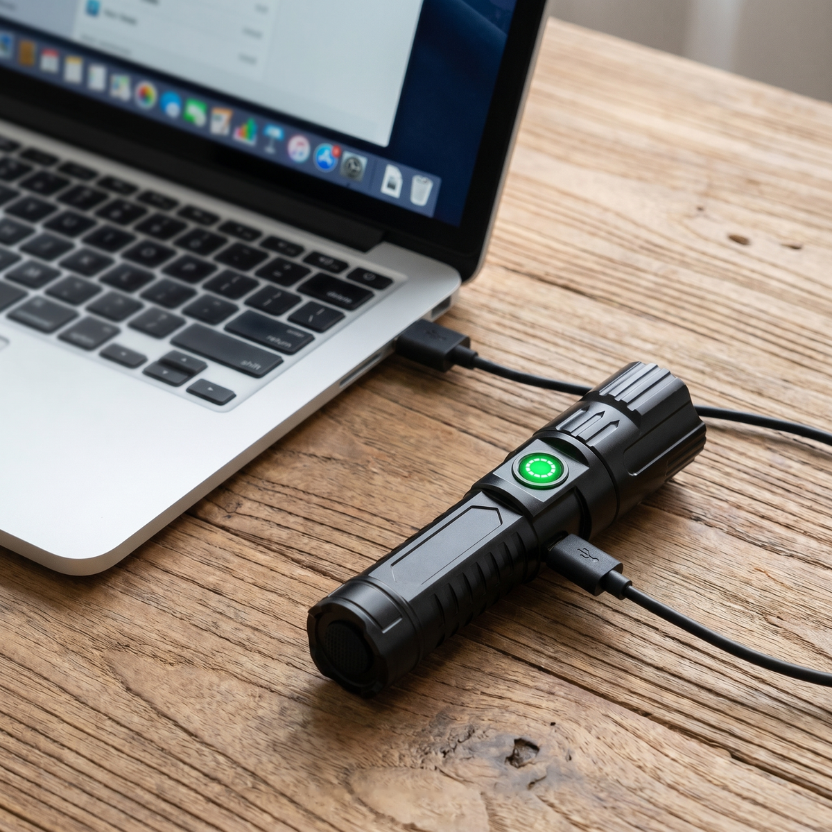 Ładowanie latarki LED przez USB z laptopa