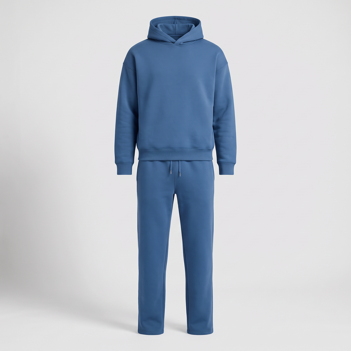 Dres męski komplet niebieski - bluza z kapturem i spodnie dresowe oversize