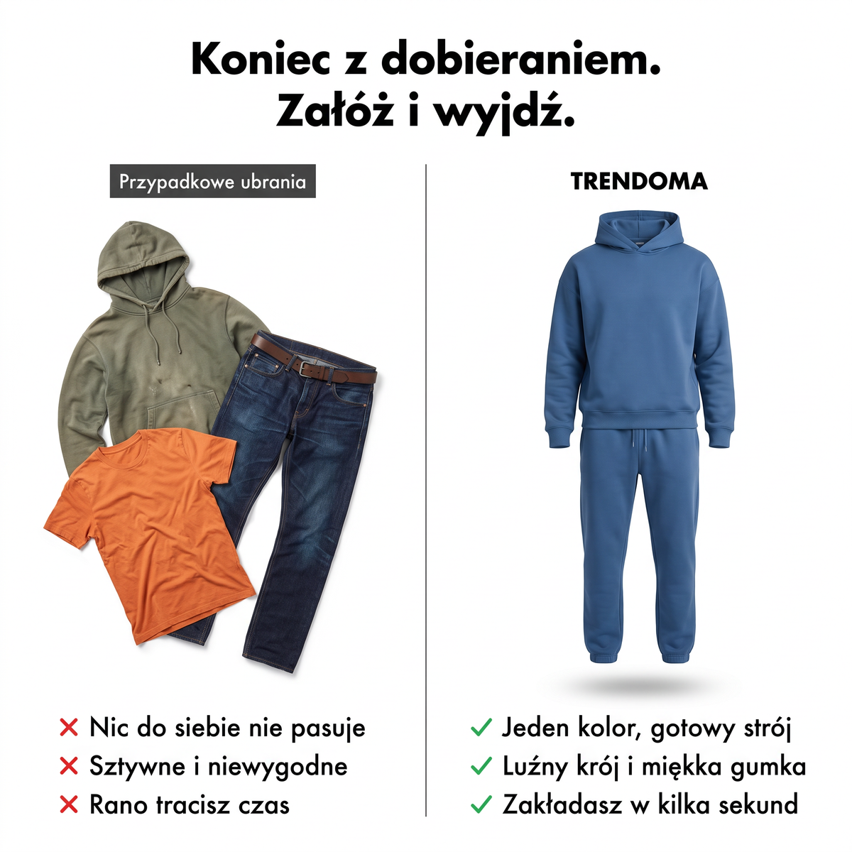 Koniec z dobieraniem - dres męski komplet zamiast przypadkowych ubrań