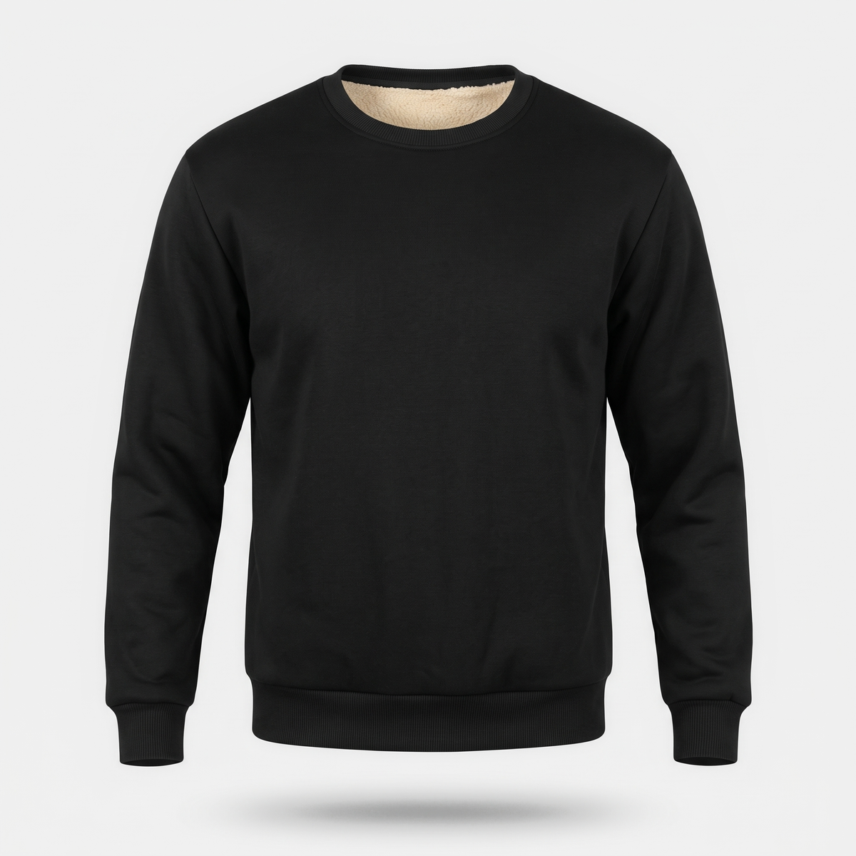 Bluza męska bez kaptura – ocieplana misiem sherpa - prążkowane ściągacze