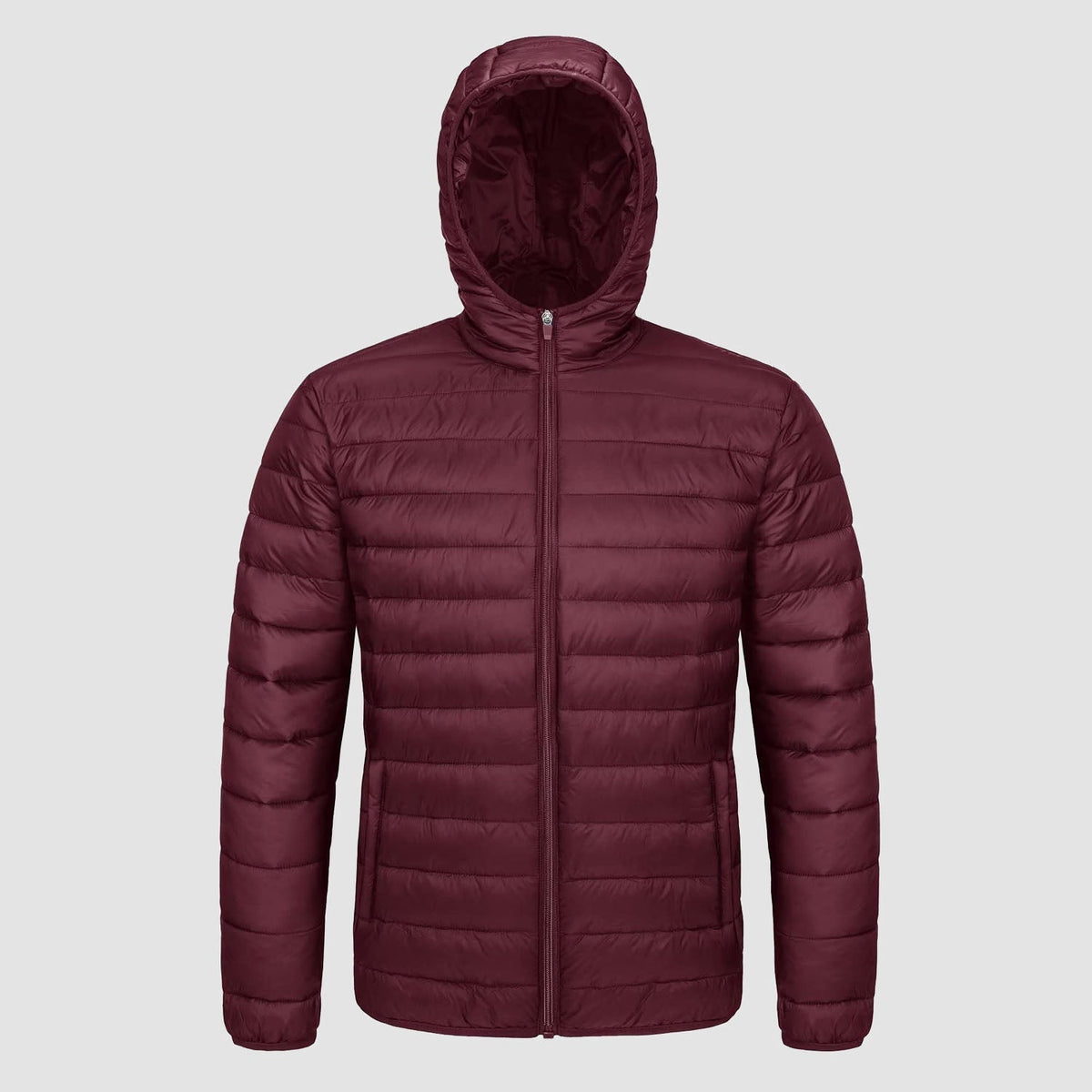Kurtka zimowa męska pikowana z kapturem - bordowy