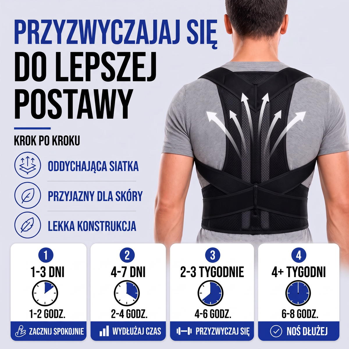 Korektor postawy pleców regulowany - szczegóły