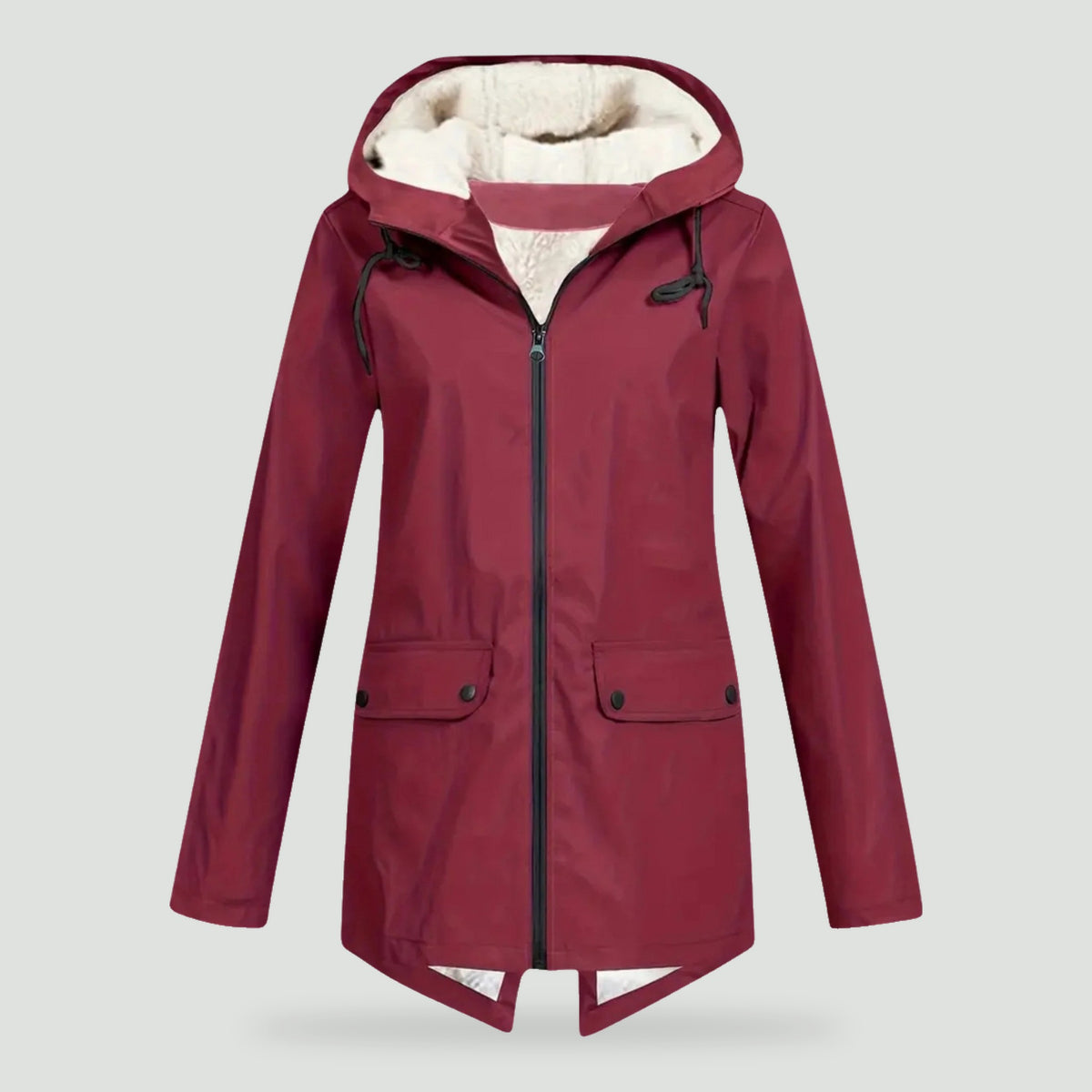 Fleece lined raincoat in Red