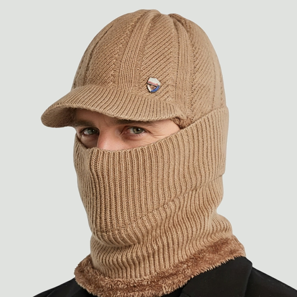 Kominiarka zimowa z daszkiem - khaki