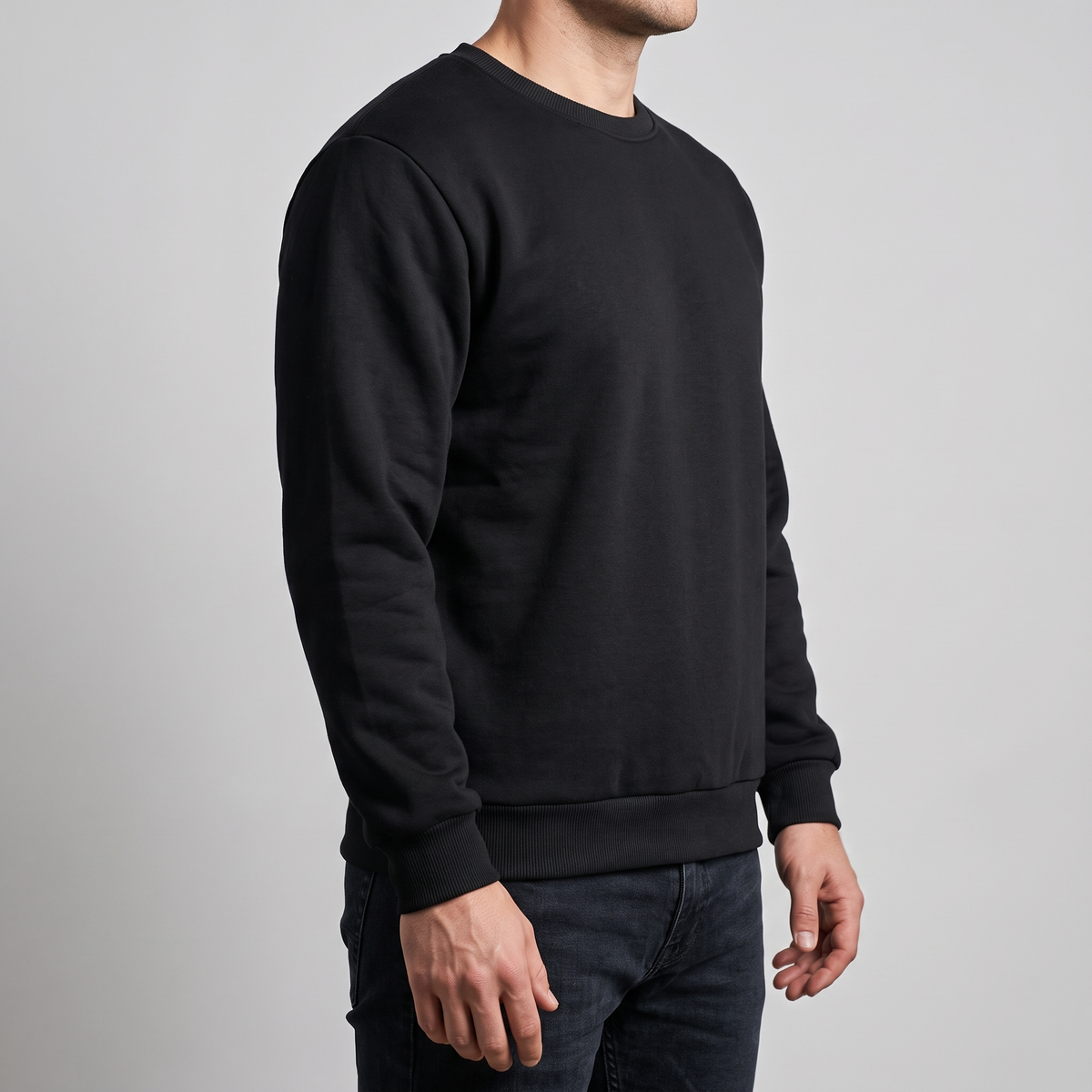 Bluza męska bez kaptura – ocieplana misiem sherpa - prążkowane ściągacze