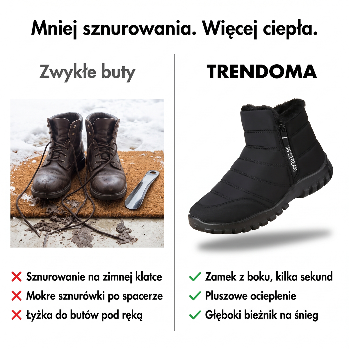 Buty na zamek zamiast sznurowanych butów zimowych