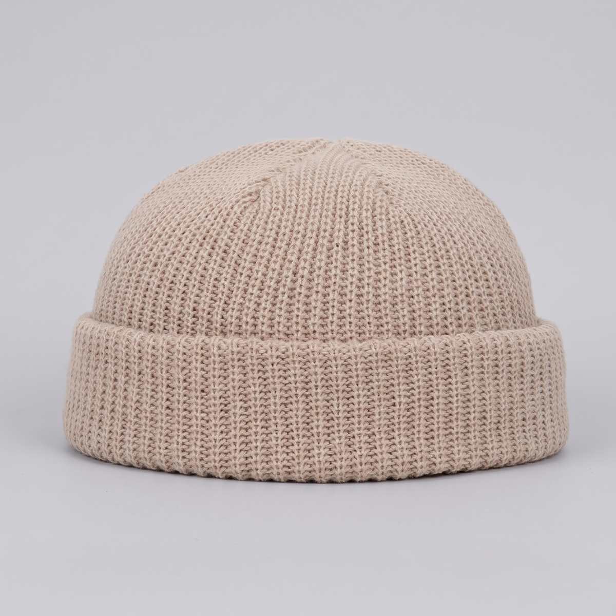 Czapka beanie męska – krótka - z wywinięciem - gruby splot waflowy