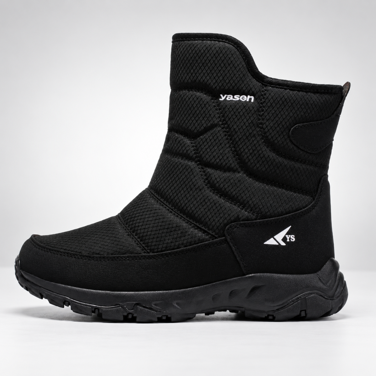 Buty zimowe męskie pikowane na zamek - czarny