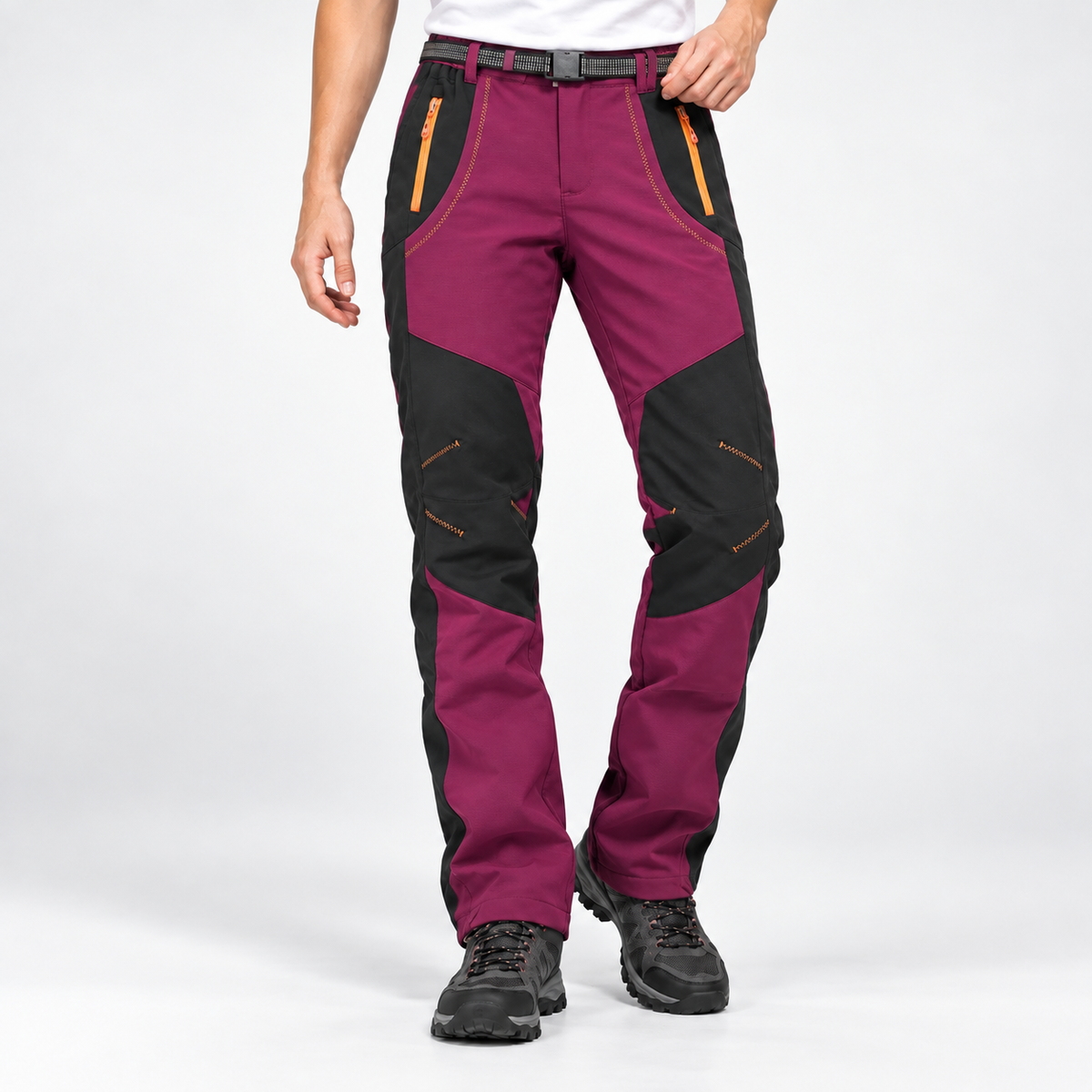 Spodnie ocieplane damskie softshell - czerwony