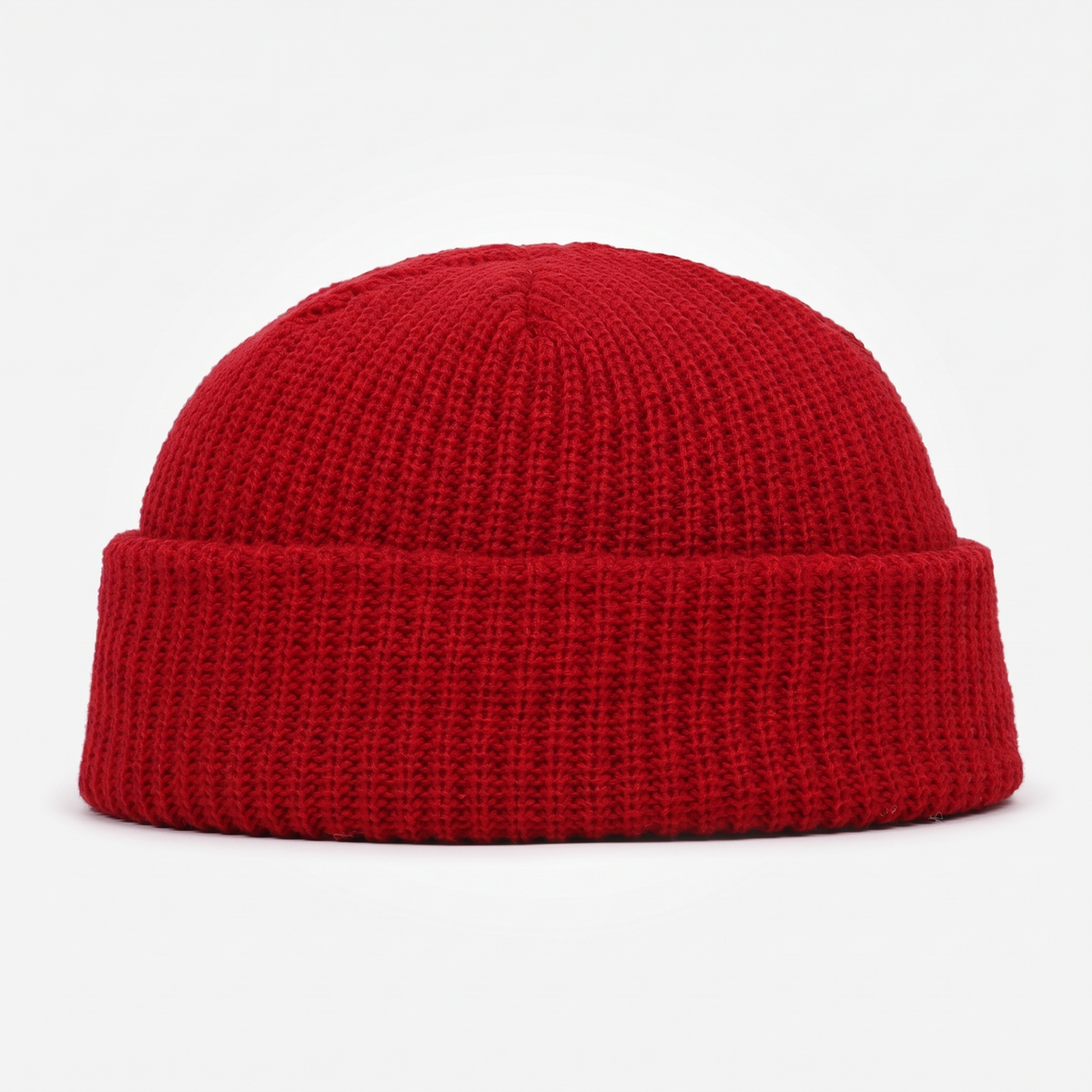 Czapka beanie męska – krótka - z wywinięciem - gruby splot waflowy