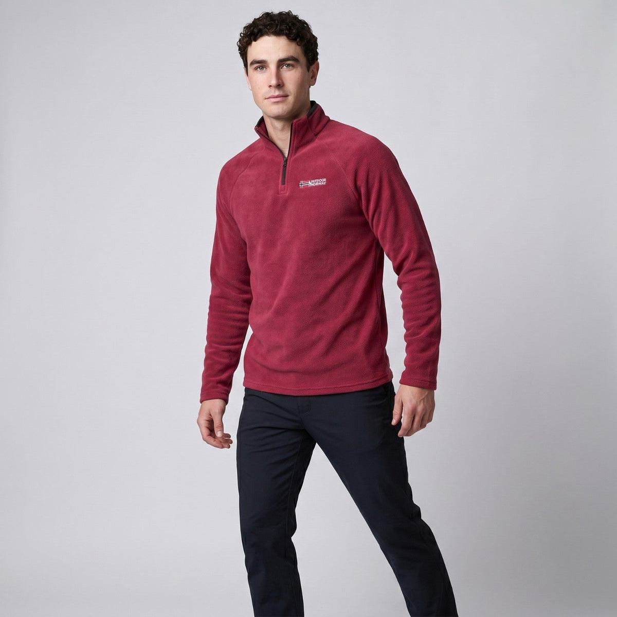 Polar męski half zip – bluza ze stójką - szybkoschnąca - odporna na mechacenie