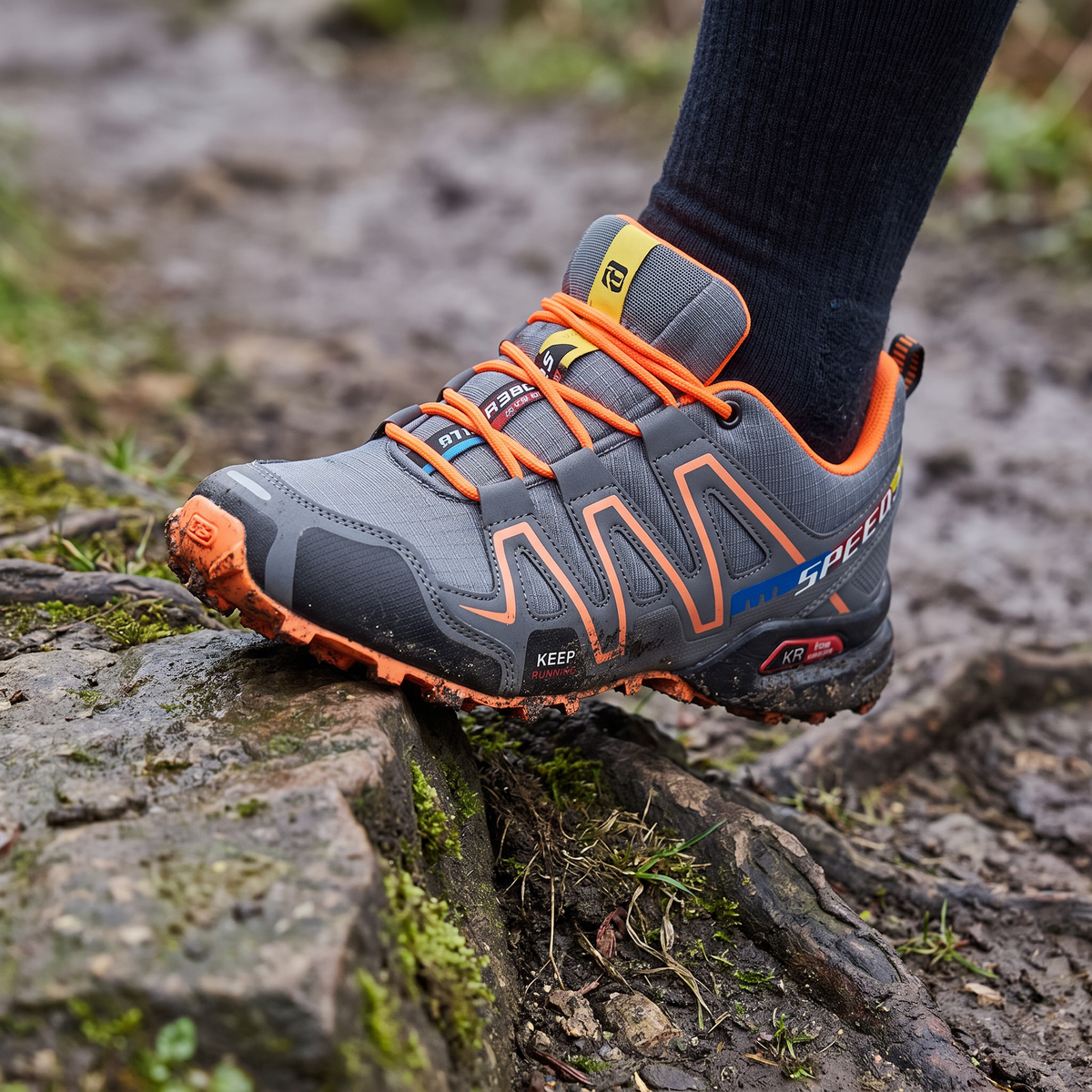Buty trekkingowe męskie niskie – do biegania w terenie - gumowy bieżnik