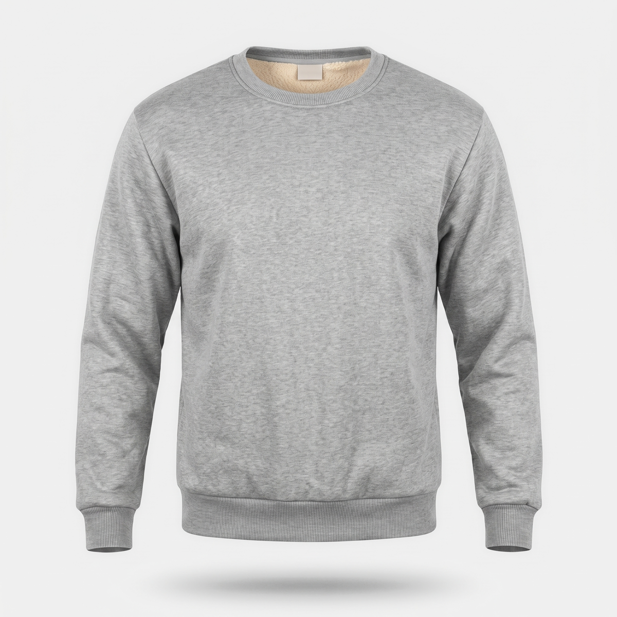 Bluza męska bez kaptura – ocieplana misiem sherpa - prążkowane ściągacze