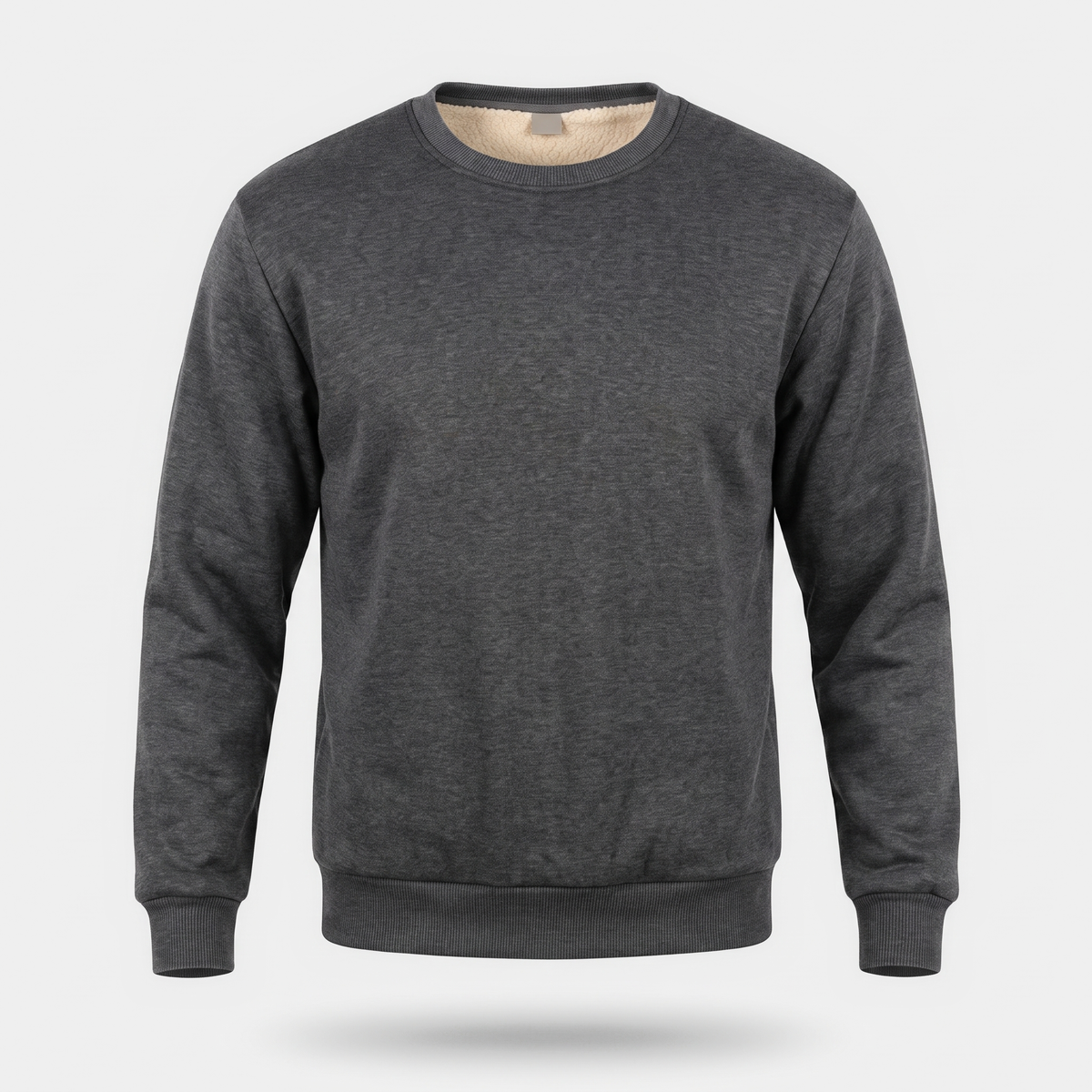 Bluza męska bez kaptura – ocieplana misiem sherpa - prążkowane ściągacze