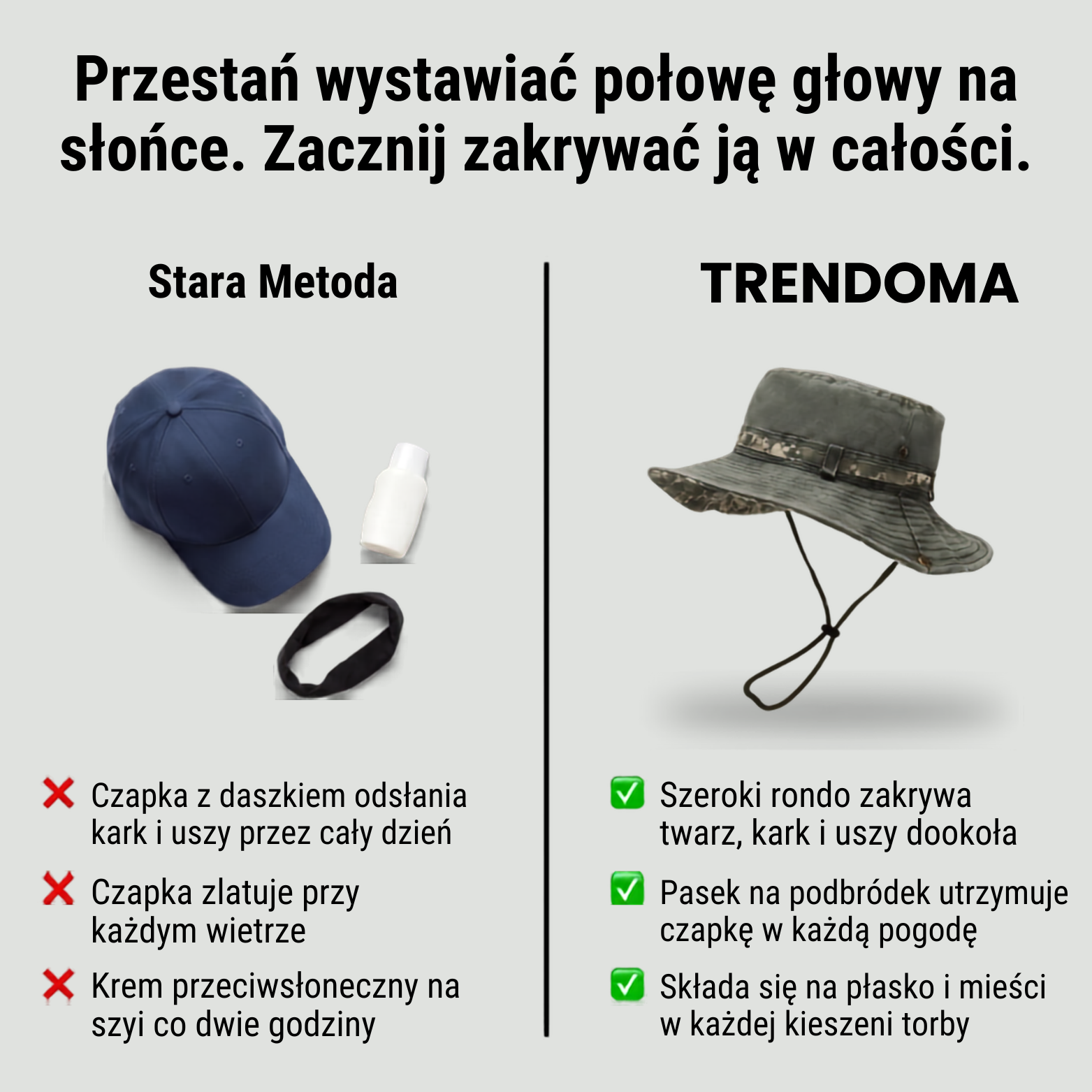 Kapelusz wędkarski męski przeciwsłoneczny – szerokie rondo - składany – outdoor