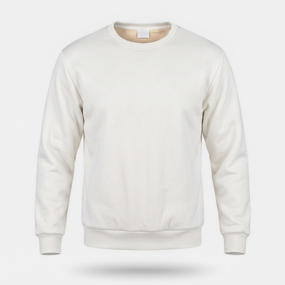 Bluza męska bez kaptura – ocieplana misiem sherpa - prążkowane ściągacze