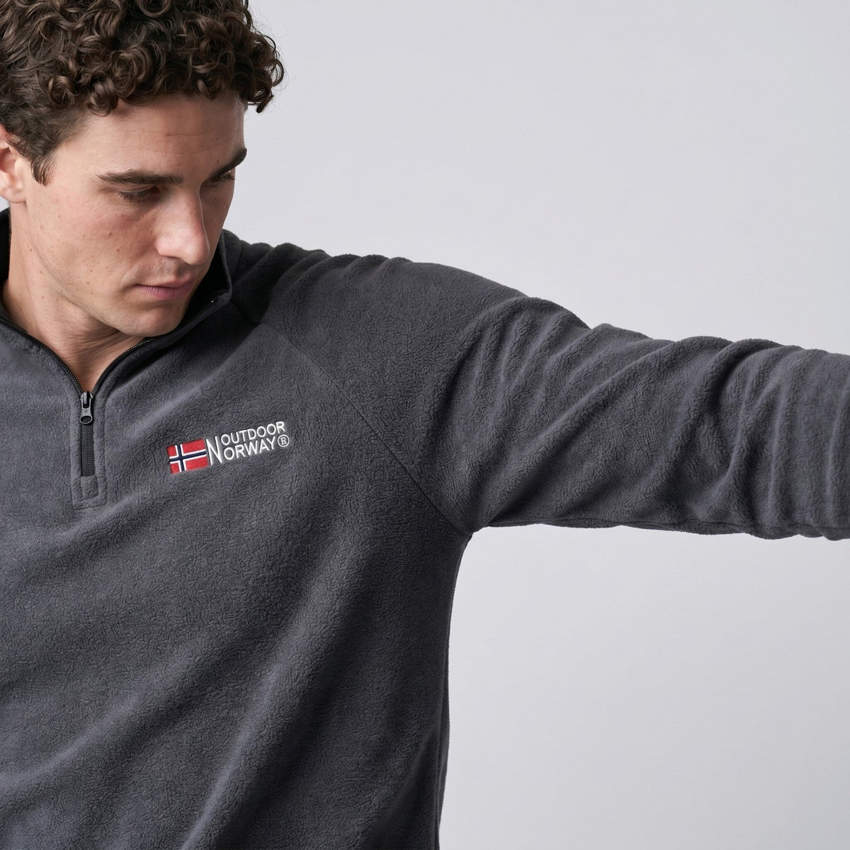 Polar męski half zip – bluza ze stójką - szybkoschnąca - odporna na mechacenie