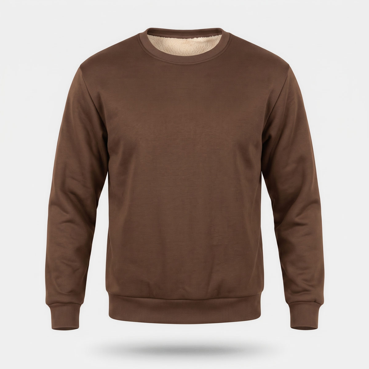 Bluza męska bez kaptura – ocieplana misiem sherpa - prążkowane ściągacze