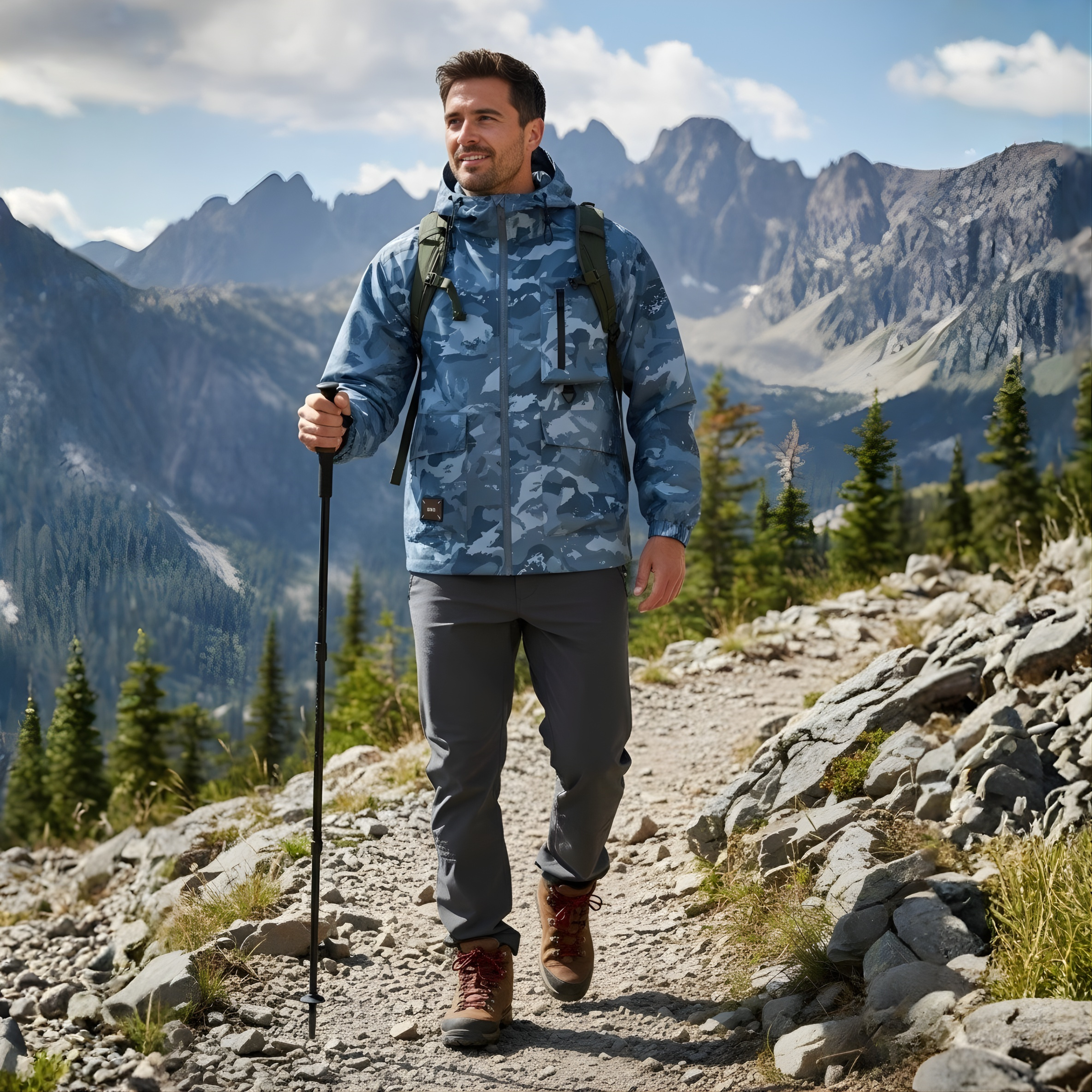 Kurtka z kapturem w kamuflażu – model outdoorowo-użytkowy