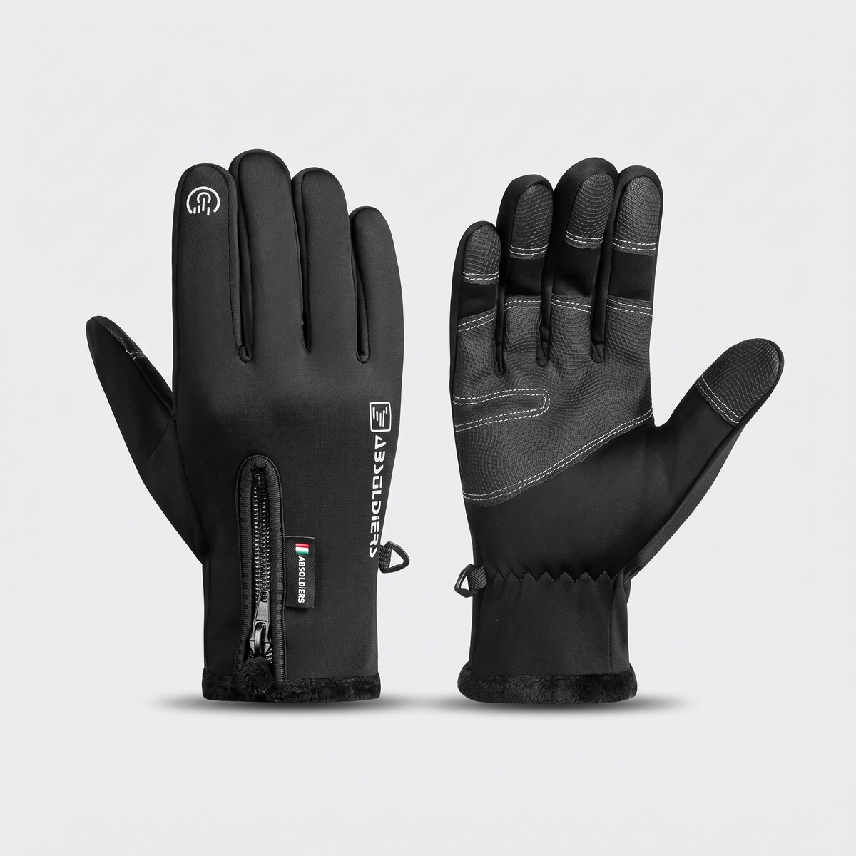 Rękawiczki zimowe dotykowe – softshell z polarem - unisex - odporne na wodę