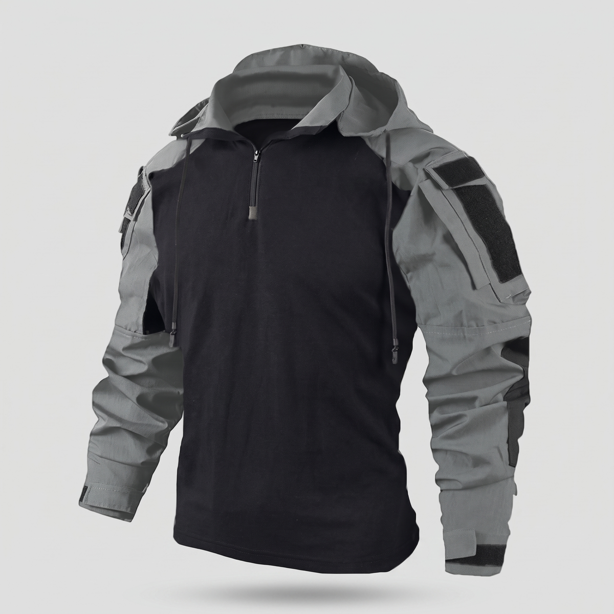 Bluza z kapturem męska taktyczna – combat shirt - kieszenie na ramionach - półzamek
