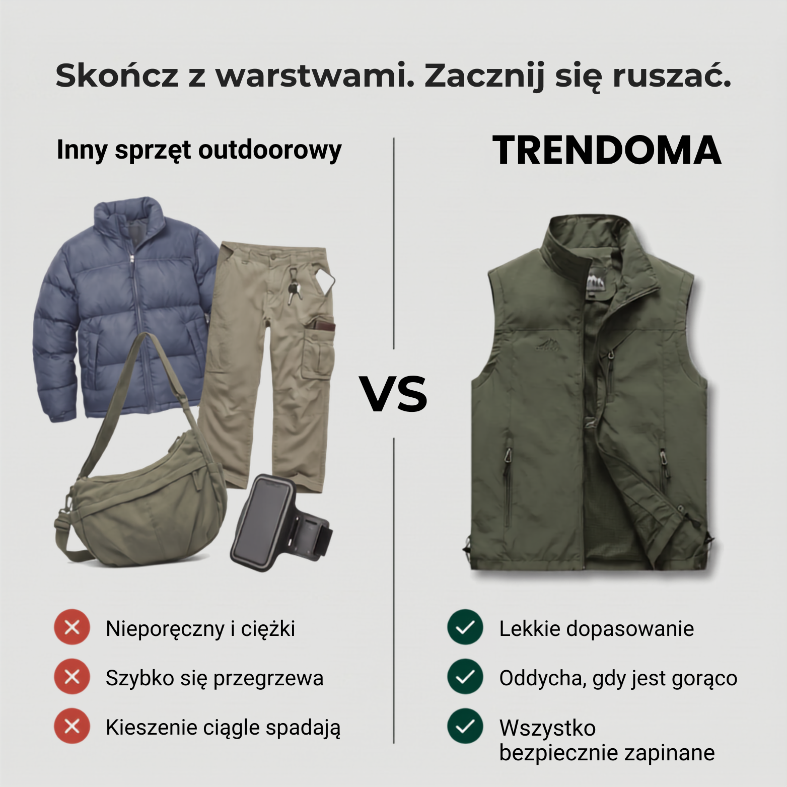 Kamizelka wędkarska męska – wielokieszeniowa, oddychająca – outdoor i turystyka