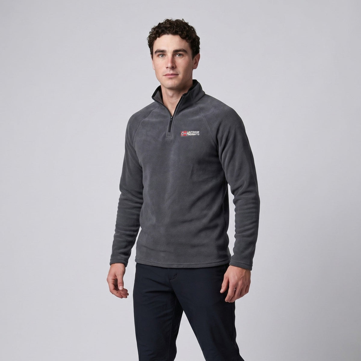 Polar męski half zip – bluza ze stójką - szybkoschnąca - odporna na mechacenie