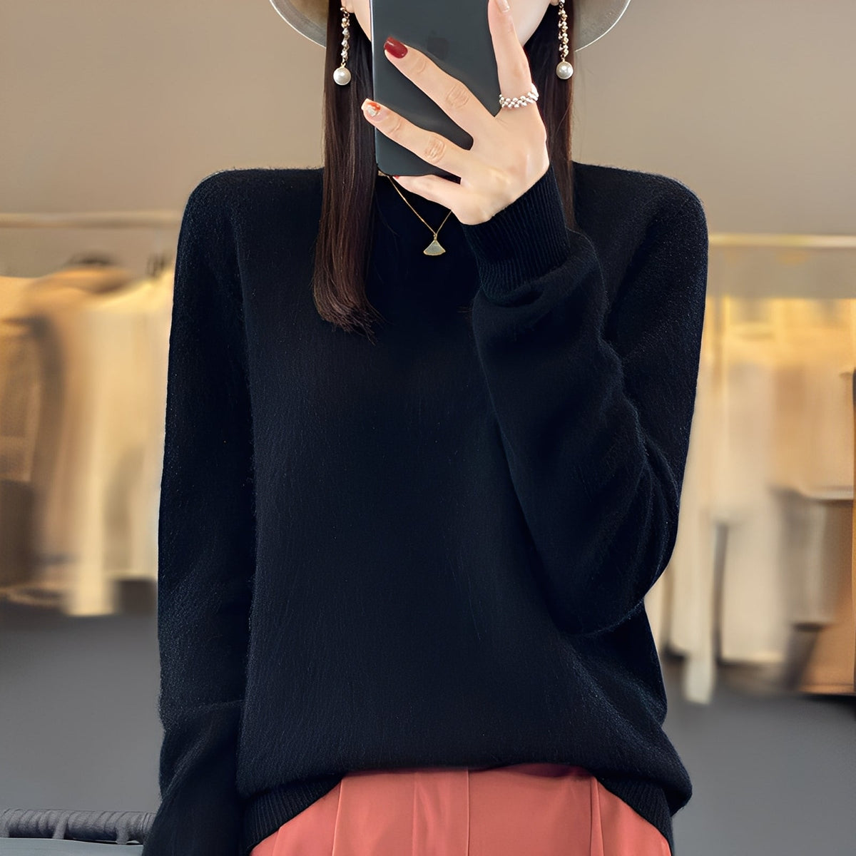 Elegancki sweter damski z okrągłym dekoltem | Klasyczny fason