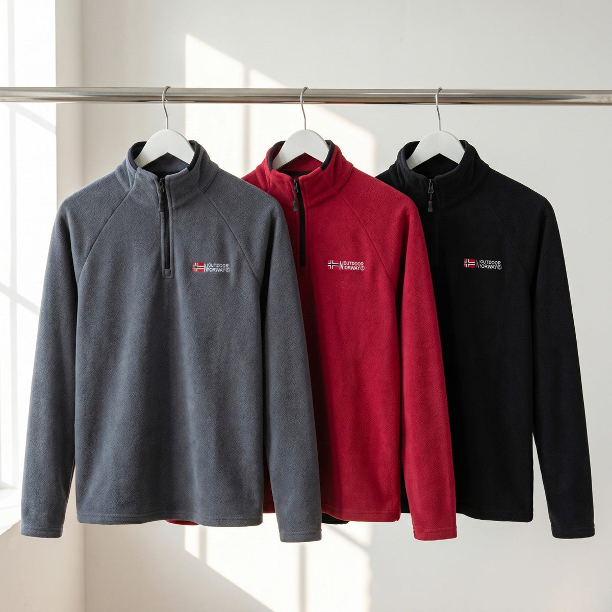 Polar męski half zip – bluza ze stójką - szybkoschnąca - odporna na mechacenie