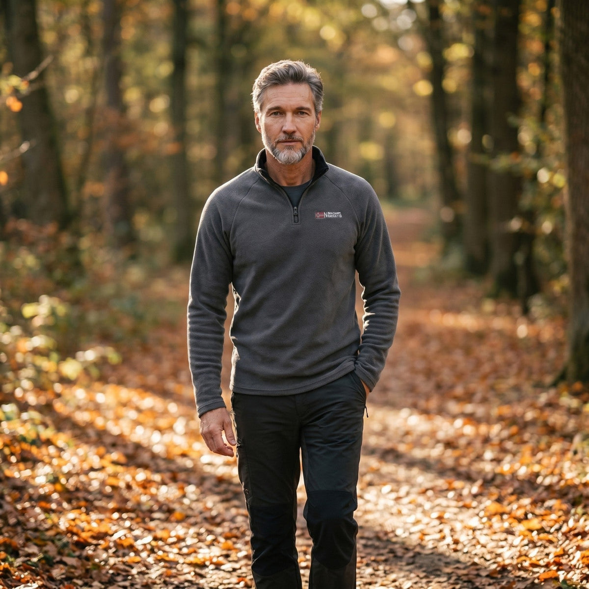 Polar męski half zip – bluza ze stójką - szybkoschnąca - odporna na mechacenie